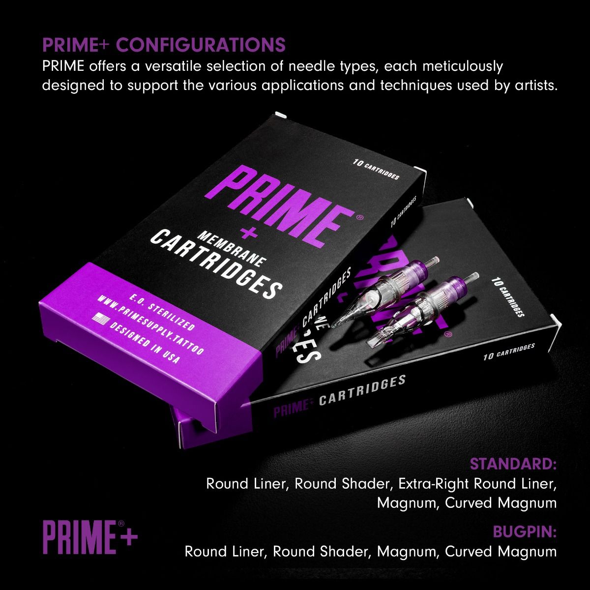 Prime+ Cartridges - Round Liners (10 í pakka)
